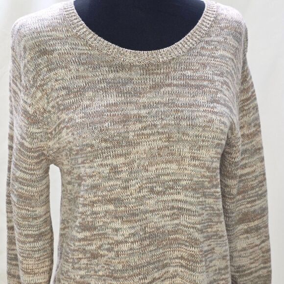 Chic Marled Knit Tunic Sweater – Soft Earth Tones, Relaxed Fit Size Medium - Picture 4 of 9